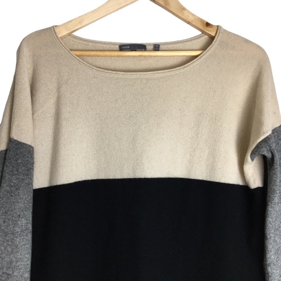 Vince Colorblock Pattern Scoop Neck Sweater Cashmere Blend - Picture 3 of 11